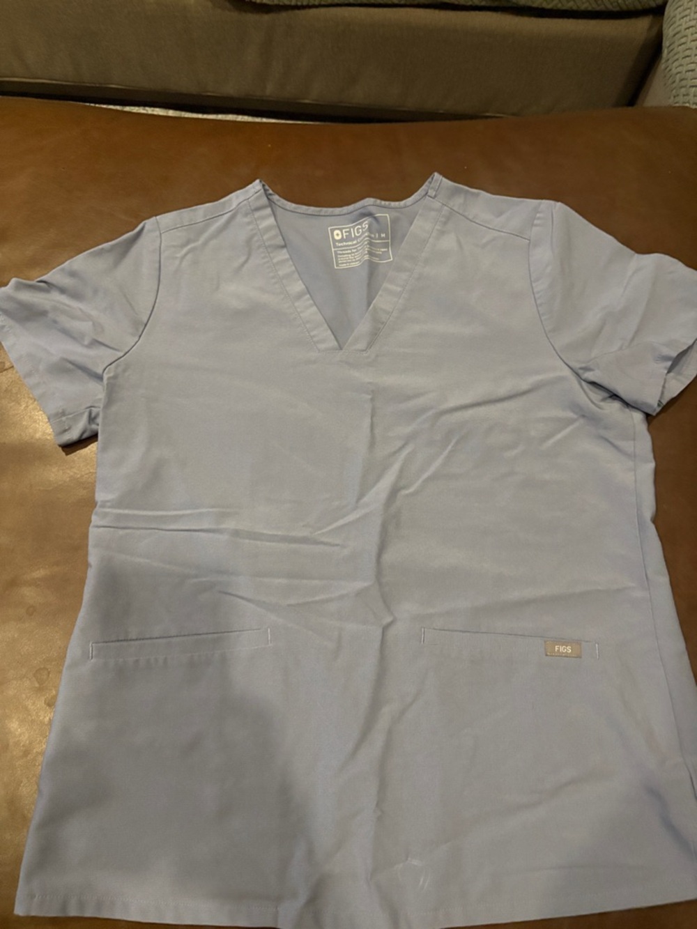 Figs Women's Short Sleeve V-Neck Scrub Top in Light Blue